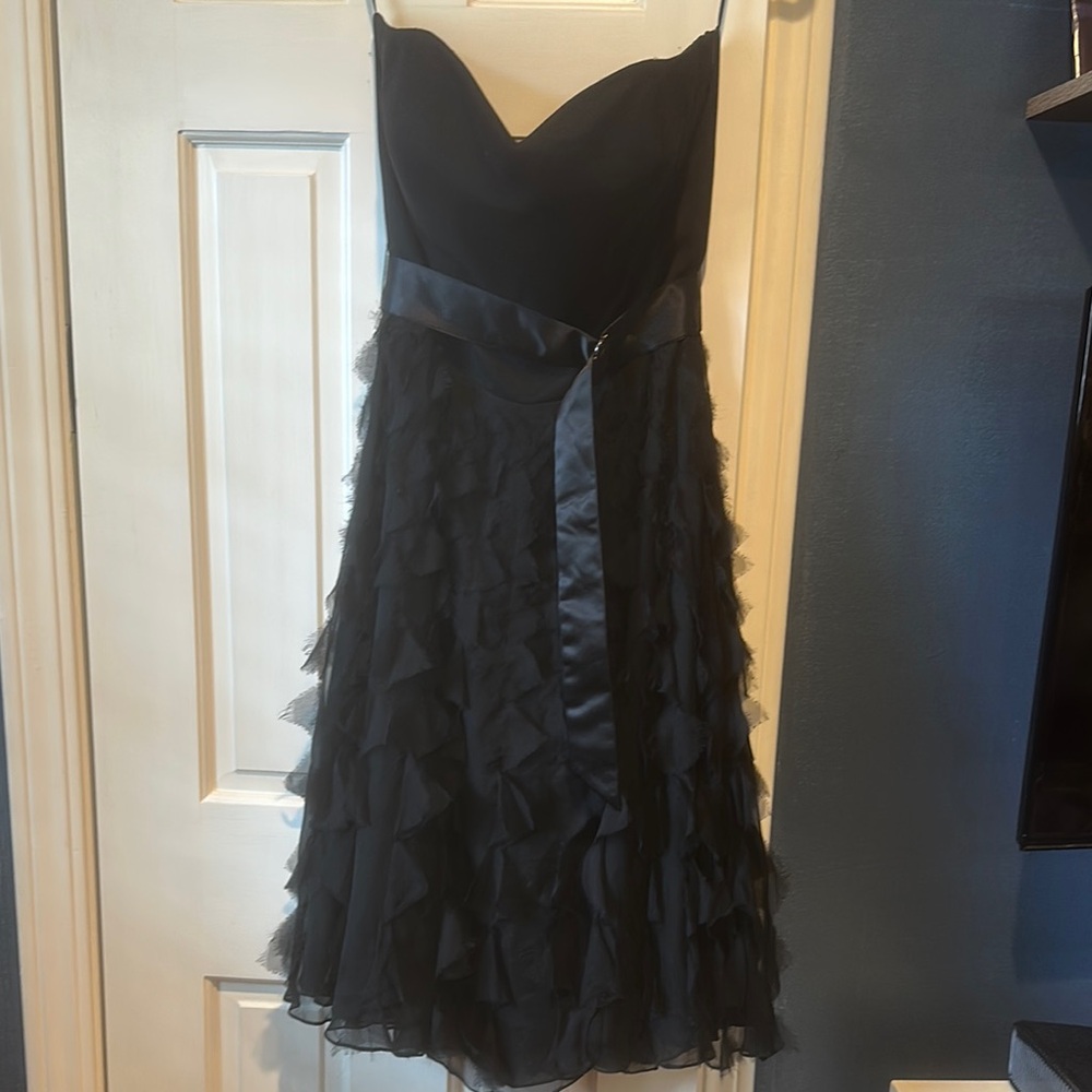 White House Black Market Black Ruffled Tiered Cocktail Dress